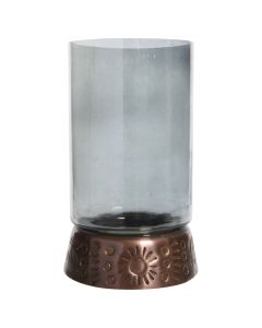 Mbajtëse qiriu, metal, qelq, transparente, Dia.9.5xH18.5 cm