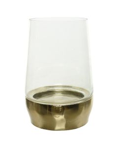 Mbajtëse qiriri, qelqi, transparente/floriri, Ø15xH23 cm