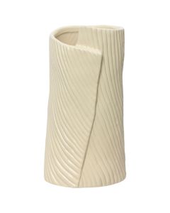 Decorative vase, stone, beige, 13x13xH26.5 cm