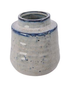 Vazo dekorative, qelqi, e bardhë/blu, dia.10.5xH11 cm