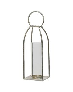Decorative lantern, iron, silver, 15x15xH37 cm
