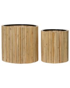 Tavolinë mesi, set 2 copë, druri, kafe, dia.49.5xH46 cm