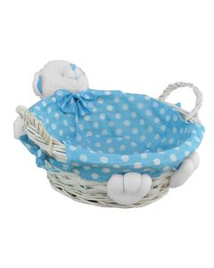 Kosh magazinimi, thupër dhe tekstil, blu/e bardhë, Ø24 xH8-13 cm