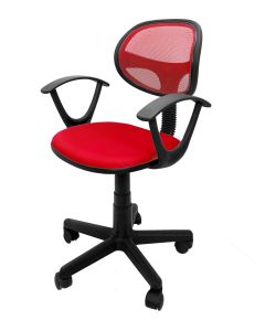 Office chair with casters, plastic structure, mesh and textile upholstery, red, 45x47xH73-85 cm