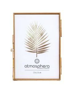 Photo frame, metal structure, yellow, 11x5x15.5 cm