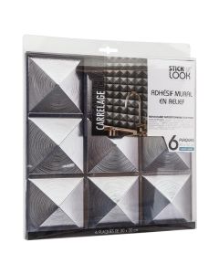 Letër ngjitëse dekorative, pvc, argjend, 30x30 cm, (1 pako=6 copë)