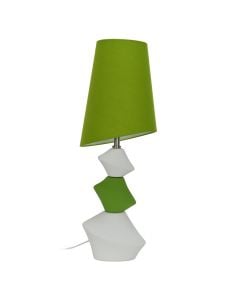 Table lamp E27 1x40W white & green ceramic base, green textile shade.