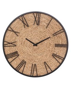 Orë muri, Nico, kashtë/metal, natyrale/e zezë, Ø50 cm
