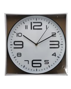 Orë muri, PP/alumin, me bateri, e zezë, 30cm