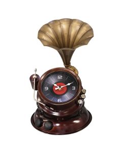 Orë dekorative, Gramaphone, metal, kafe, 17x17xH38 cm