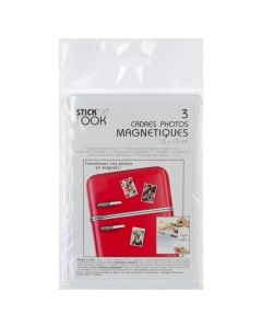 Magnetic sticker set, for photos, 3 pieces, pvc/metal, transparent 11x16.2 cm