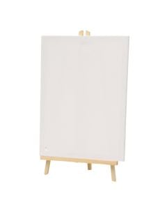 Drawing easel with canvas, wood, white/natural, 20x30 cm