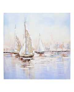 Picture ''Boat'', colorful, 100 x 100 cm