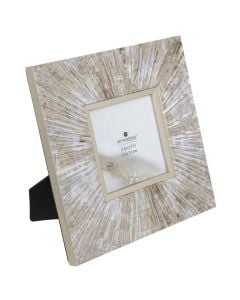 Photo frame, Izzie, polystyrene/glass, brown/golden, 21x12xH21 cm (photo: 10x10 cm)