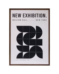 Pikturë e printuar, "New Exhibition", kornizë MDF, e bardhë/e zezë, 50xH70 cm