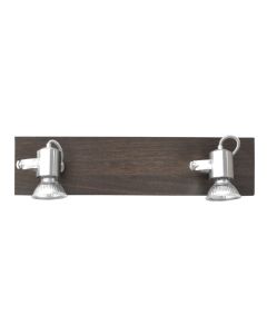 Spot dysh GU10 2X50W ,metal i kromua & dru dekorativ i erret, llamba e perfshira.