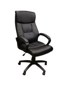 Office chair with casters, plastic structure, PU cover, black, 69x76xH117-129 cm