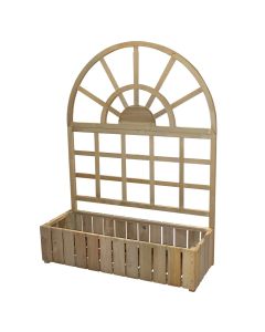 Treated wooden fence 116x3.5xH156cm, with flower pot 116x28.4xH42cm, brown color