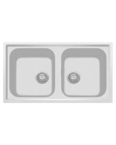 Sink, 2 bowls, PLADOS, granite, white, 86x50xH20 cm