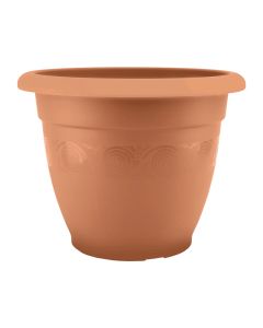 Vazo lulesh rrethore, HOME DESIGN, plastike, terrakotë, Ø17.5 xH14 cm