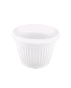 Vazo lulesh rrethore, HOME DESIGN, plastike, e bardhë, Ø19 xH15 cm