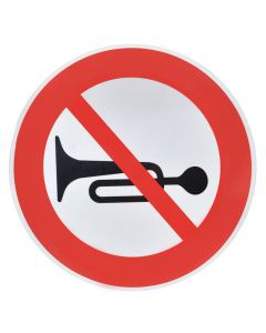 Road signs, sign of stopping signaling with trumpet, ᴓ40 cm