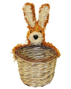 Flower pot, wooden, brown, Ø14 xH10 cm