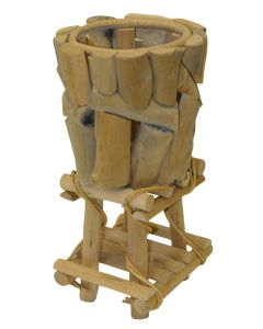 Flower pot, wooden, brown, Ø17 xH32 cm