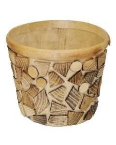 Flower pot, wooden, brown, Ø19.5 xH16 cm