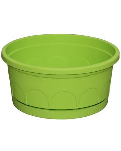 Vazo lulesh rrethore, LEADER, plastike, jeshile, Ø30 xH13 cm