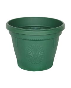 Round flower pot, GERBER, plastic, dark green, Ø14 xH12.5 cm
