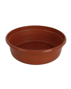 Vazo lulesh rrethore, PRIMAVERA, plastike, terrakotë, Ø18 xH6 cm
