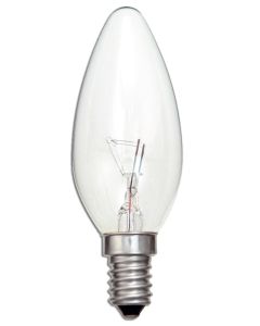 Llampe inkandeshente transparente ne forme qiriu 60W me baze E14