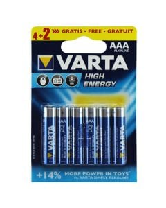 Bateri, 1.5V, AAA, blister 6 (4+2), High Energy