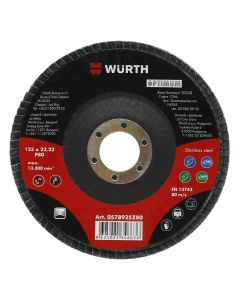 Disk axhustimi, Wurth, Optimum, 125 mm, Grit 80, 84 fletë