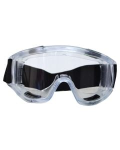 Safety goggles, transparent, with strap, blue structure