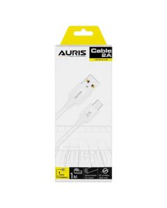 Fishë karikimi, Auris, USB-micro USB, 2.0 A, 100 cm, ngjyrë e bardhë