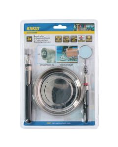 Vegel magnetike per kapje vidash, Kinzo, 3 cope, pasqyre + tas magnetik + kapes magnetik