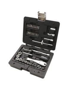 Set profesional me kriket dhe aksesorë, Beta, 42 copë, 1/4", Cr-V, kokë kriketi 4-4.5-5-5.5-6-7-8-9-10-11-12-13-14 mm, 2 zgjatues 1/4", SL 0.6X4-0.8X5.5-1.2X6.5 mm, PH1-PH2-PH3, PZ1-PZ2-PZ3, Hex 3-4-5-6 mm, T10-T15-T20-T25-T30