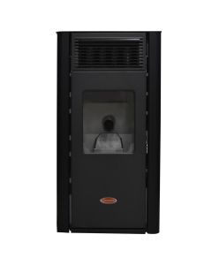 Sobe me pelet, FlumenFire, Baby, 9.5 kW, e zeze, 180-235 m3 ajer/ore, konsumi elektrik 140-350 W, rendimenti 85.1-89.5 %, kapaciteti I rezervuarit 20 kg, 10-25 ore autonimi