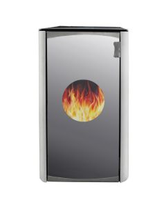 Sobe peleti me kaldaje, Kamin Deluxe 15, 15 Kw, 100-120 m2, 1.4-3.8 kg pelet / ore, rendiment 91.9%, depozite peleti 30 kg, ngjyre e bardhe, rakorderi kaldaje 1ª