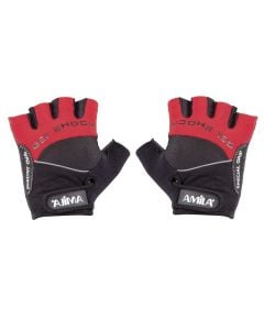 Gym gloves, Amila, size M, with inner protective layer, red and black