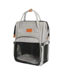 Animal transport bag, Camon, 27 x 24 x 42 cm, textile with nets, gray color