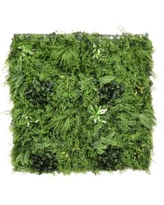 Artificial leaf fence, Giardino Verde, Roma, Dense Fern, 100x100 cm, 2950 gr/m², 1516 leaves/m², green with white color