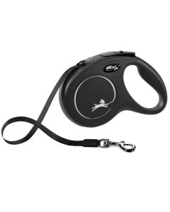 Litar drejtues per qen, Flexi, Classic, M, 5m, 25 kg, ngjyra e zeze