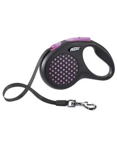 Litar drejtues per qen, Flexi, Black Design, S, 5 m, 15 kg, ngjyra roze