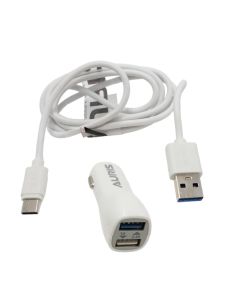Car charger + plug, Auris, CR03, 3.4 A, 2 USB ports, USB-Type-C plug
