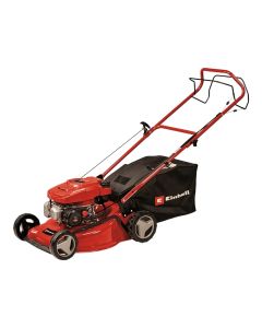 Korrëse bari me benzinë, Einhell, GC-PM 46/5 S, 4 kohësh, 132 cm³, 46 cm, 25-80 mm, kosh 65 L, 1400 m², me rrota aktive