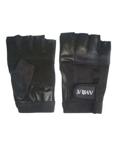 Gym gloves, Amila, leather, size S, black color