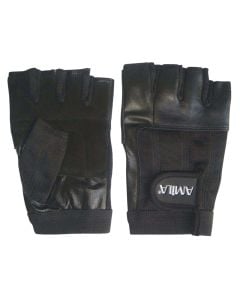 Gym gloves, Amila, leather, size XL, black color